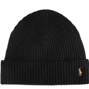 Polo by Ralph Lauren Black Ribbed Beanie